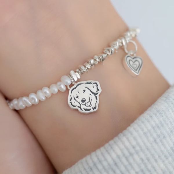 Half-Pearl & Crushed Silver Bracelet